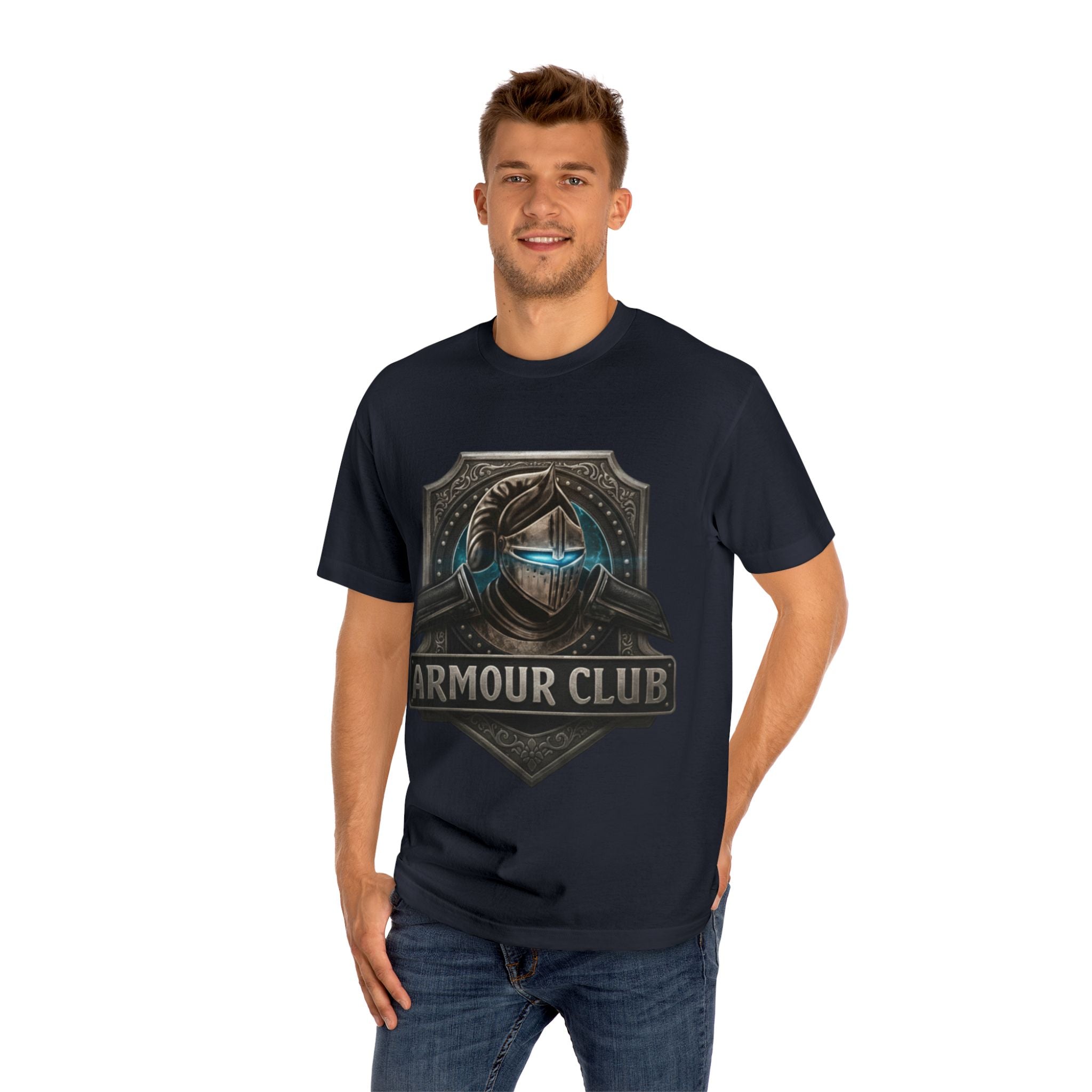 Armour Club T‑Shirt — Medieval Knight Helmet Graphic Tee